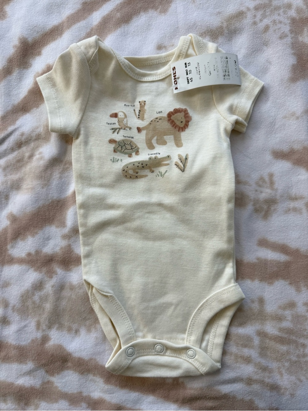 Carter's Cream One-Piece Bodysuit with Safari Animal Print